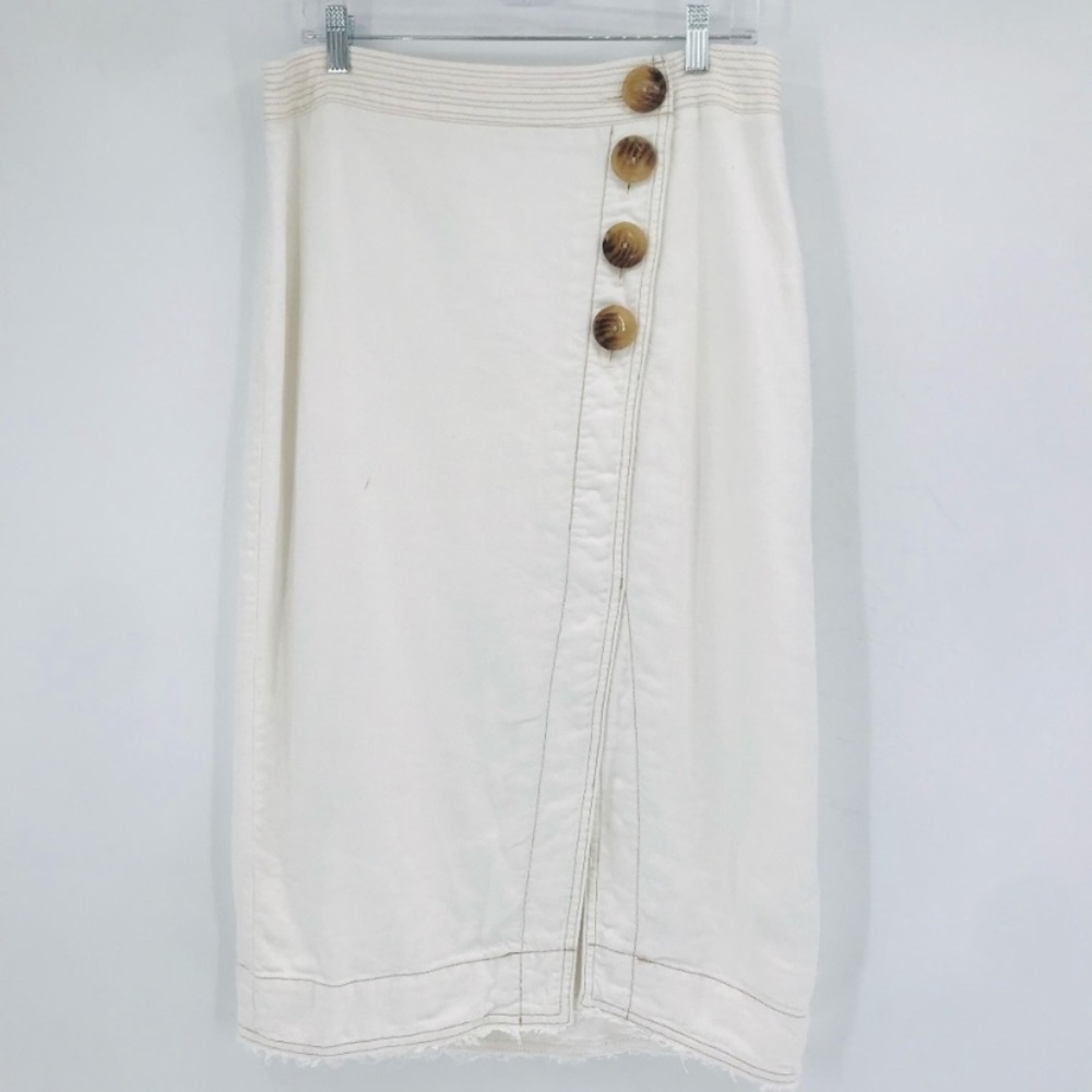 Anthropologie Maeve Mid Rise Linen Skirt White Size US 14